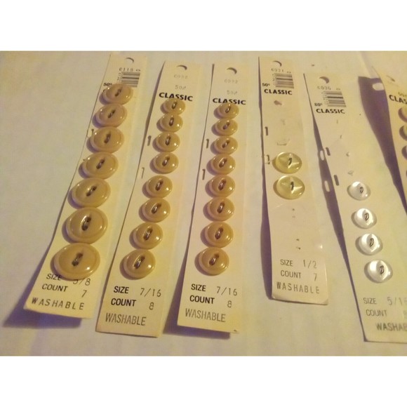 12 Cards White and Tan Assorted Shades Buttons Lot Classic Brand - Picture 2 of 4